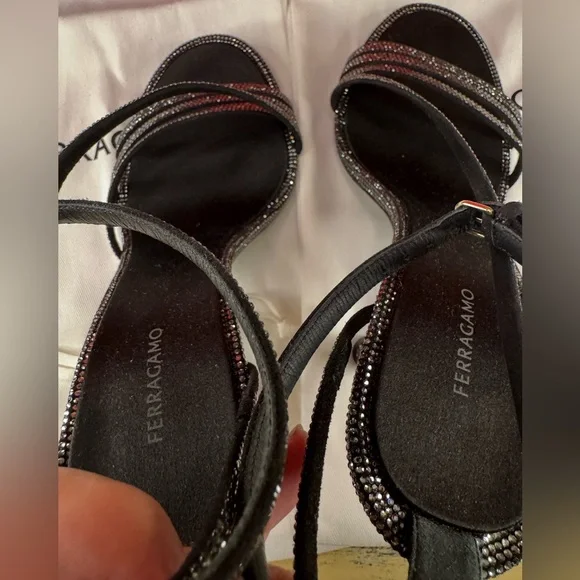 FERAGAMO Denise Embellished Ankle Strap Sandals - Picture 6 of 9